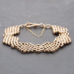 Second Hand 9ct Rose Gold 7.5 Inch Panther Gate Bracelet 41531067