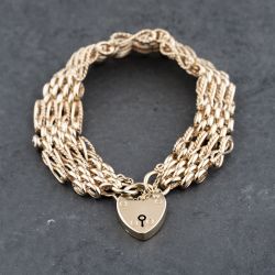 Second Hand 9ct Yellow Gold Rope Figure Of Eight Pattern 8 Inch Gate Bracelet 41531068