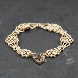 Second Hand 9ct Yellow Gold Five Bar 7.5 Inch Gate Bracelet 41531083