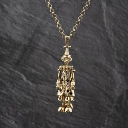 Second Hand 9ct Yellow Gold Cubic Zirconia Clown Gemstone Pendant & 24 Inch Belcher Chain 415602163141