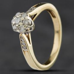 Second Hand 9ct Yellow Gold 0.33ct Brilliant Cut Diamond Cluster Ring 4158717