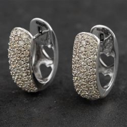Second Hand 18ct White Gold 1.25ct Brilliant Cut Diamond Hoop Earrings 4165108