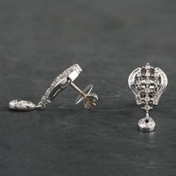 Second Hand 14ct White Gold 1.00ct Diamond Openwork Dropper Earrings 4165246