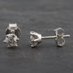 Second Hand 9ct White Gold 0.40ct Brilliant Cut Diamond Stud Earrings 4165609