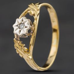 Second Hand Vintage Yellow Gold Brilliant Cut Diamond Solitaire Ring 4167958