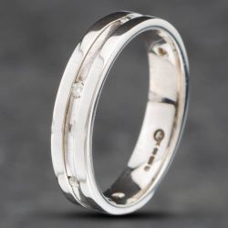 Second Hand 18ct Two Colour Gold Brilliant Cut Diamond Set 4mm Wedding Ring 41871075