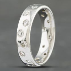 Second Hand Platinum Brilliant Cut Diamond Set 6mm Wedding Ring 41871302