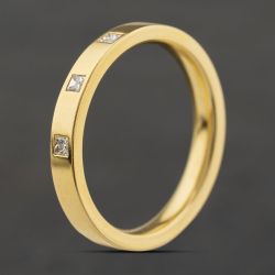Second Hand 18ct Yellow Gold 0.12ct Princess Cut Diamond Flat 2.9mm Wedding Ring 41871446