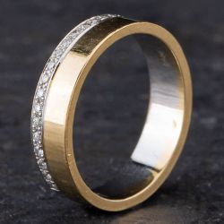 Second Hand 14ct Two Colour Gold 4.5 mm Diamond Set Wedding Band 4187322