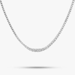 Second Hand Platinum 5.00ct Brilliant Cut Diamond Graduated Tennis 16 Inch Necklace 43040013
