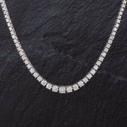 Second Hand 14ct White Gold 10.00ct Brilliant Cut Diamond 17 Inch Tennis Necklace 4304091