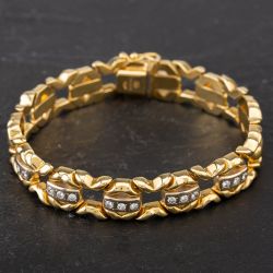 Second Hand 18ct Two Colour Gold 7 Inch 0.50ct Diamond Set Bracelet 4307112