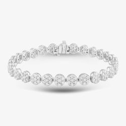 Second Hand 14ct White Gold 5.00ct Brilliant Cut Diamond Cluster Bracelet 4307124