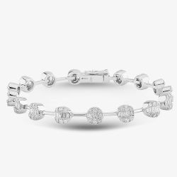 Second Hand 14ct White Gold 2.40ct Diamond Cluster Bracelet 4307125
