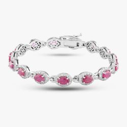 Second Hand 14ct White Gold 6.04ct Ruby & 2.03ct Brilliant Cut Diamond Multi Cluster Bracelet 4307155126