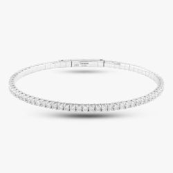Second Hand 14ct White Gold 3.00ct Brilliant Cut Diamond Flexible 18cm Simple Bangle 4307155127