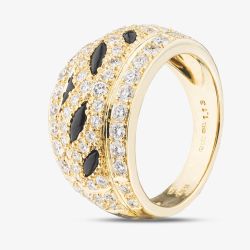 Second Hand 18ct Yellow Gold Black Onyx & 1.49ct Diamond Fancy Dress Ring 43091027