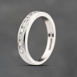 Second Hand 9ct White Gold Cubic Zirconia 9 Stone Half Eternity Ring 43091029