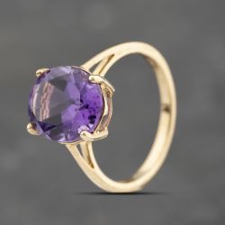 Second Hand 9ct Yellow Gold Amethyst Oval Dress Ring 43091030