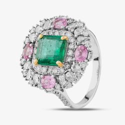 Second Hand 18ct White Gold Multi Stone & 0.78ct Diamond Large Cluster Ring 4309155229