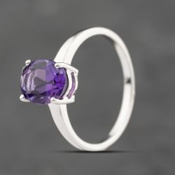 Second Hand 9ct White Gold Amethyst Oval Dress Ring 43111013