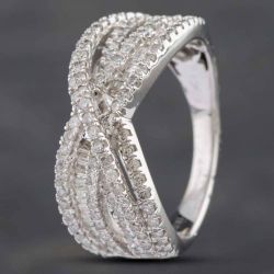 Second Hand 9ct White Gold 1.00ct Diamond Crossover Ring 43120122