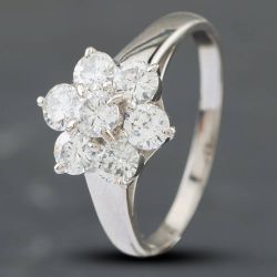 Second Hand Platinum 1.00ct Brilliant Cut Diamond Seven Stone Cluster Ring 43121011
