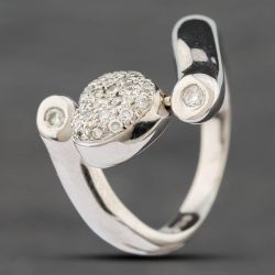 Second Hand 14ct White Gold Brilliant Cut Diamond Revolving Heart & Lock Head Dress Ring 43121013