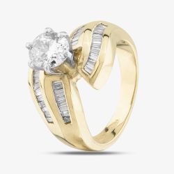 Second Hand 14ct Yellow Gold Certificated 1.09ct Diamond Twist Shoulder Set Solitaire Ring 43121038