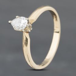Second Hand 14ct Yellow Gold 0.35ct Pear Cut Diamond Solitaire Ring 43121079