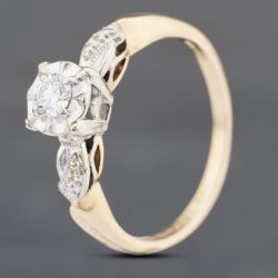 Second Hand 9ct Two Colour Gold 0.20ct Brilliant Cut Diamond Solitaire Ring 43121103