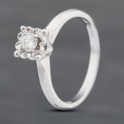 Second Hand 14ct White Gold 0.16ct Brilliant Cut Diamond Solitaire Ring 43121127