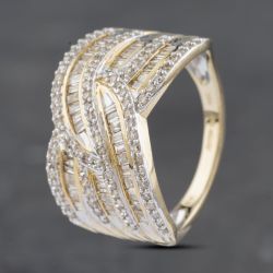 Second Hand 14ct Yellow Gold 1.00ct Diamond Seven Row Crossover Band Ring 43121198