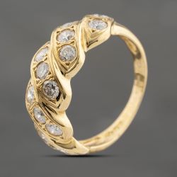 Second Hand 14ct Yellow Gold 1.04ct Brilliant Cut Diamond Multi Row Dress Ring 43121244