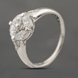 Second Hand Platinum 1.01ct Diamond Marquise Cut Cluster Ring 43121251