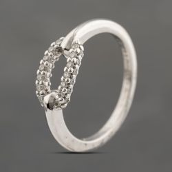 Second Hand 14ct White Gold 0.14ct Brilliant Cut Diamond Two Row Dress Ring 43121262