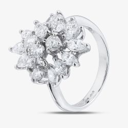 Second Hand Platinum 2.36ct Diamond Marquise Cluster Ring 43121298