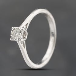 Second Hand 9ct White Gold 0.10ct Brilliant Cut Diamond 4 Claw Solitaire Ring 43121310