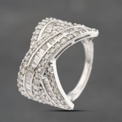 Second Hand 9ct White Gold 2.00ct Diamond 6 Row Crossover Ring 43121319