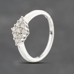 Second Hand 18ct White Gold 0.41ct Brilliant Cut Diamond Boat Shaped Cluster Ring 43121322