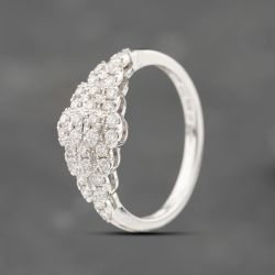 Second Hand 18ct White Gold 0.50ct Brilliant Cut Diamond Boat Shaped Cluster Ring 43121324