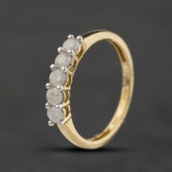 Second Hand 9ct Yellow Gold 0.50ct Diamond Five Stone Half Eternity Ring 43121356