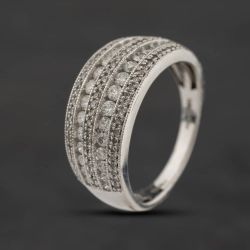 Second Hand 9ct White Gold Diamond Five Row Band Ring 43121357