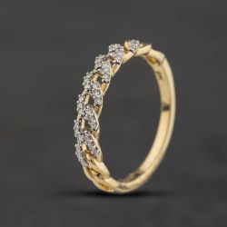 Second Hand 9ct Yellow Gold 0.11ct Diamond Chain Link Dress Ring 43121358