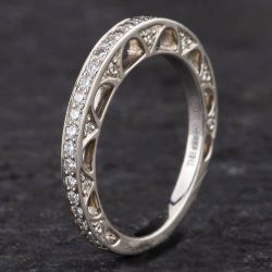 Second Hand Platinum 0.50ct Brilliant Cut Diamond 'Hearts On Fire' Half Eternity Ring 4312187