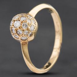 Second Hand 14ct Yellow Gold Brilliant Cut Diamond Ball Cluster Dress Ring 4312371