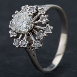 Second Hand 14ct White Gold Multi-Cut Diamond Cluster Ring 4312413