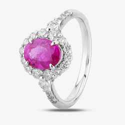 Second Hand Platinum 1.15ct Pink Sapphire & 0.55ct Diamond Cluster Ring 4312589