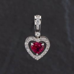Second Hand 14ct White Gold 1.12ct Ruby & 0.33ct Brilliant Cut Diamond Open Design Heart Loose Pendant 4314021