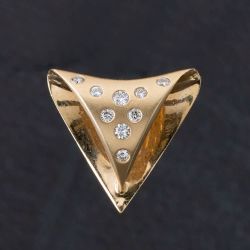 Second Hand 14ct Yellow Gold 0.25ct Brilliant Cut Diamond Triangular Textured Loose Pendant 4314029